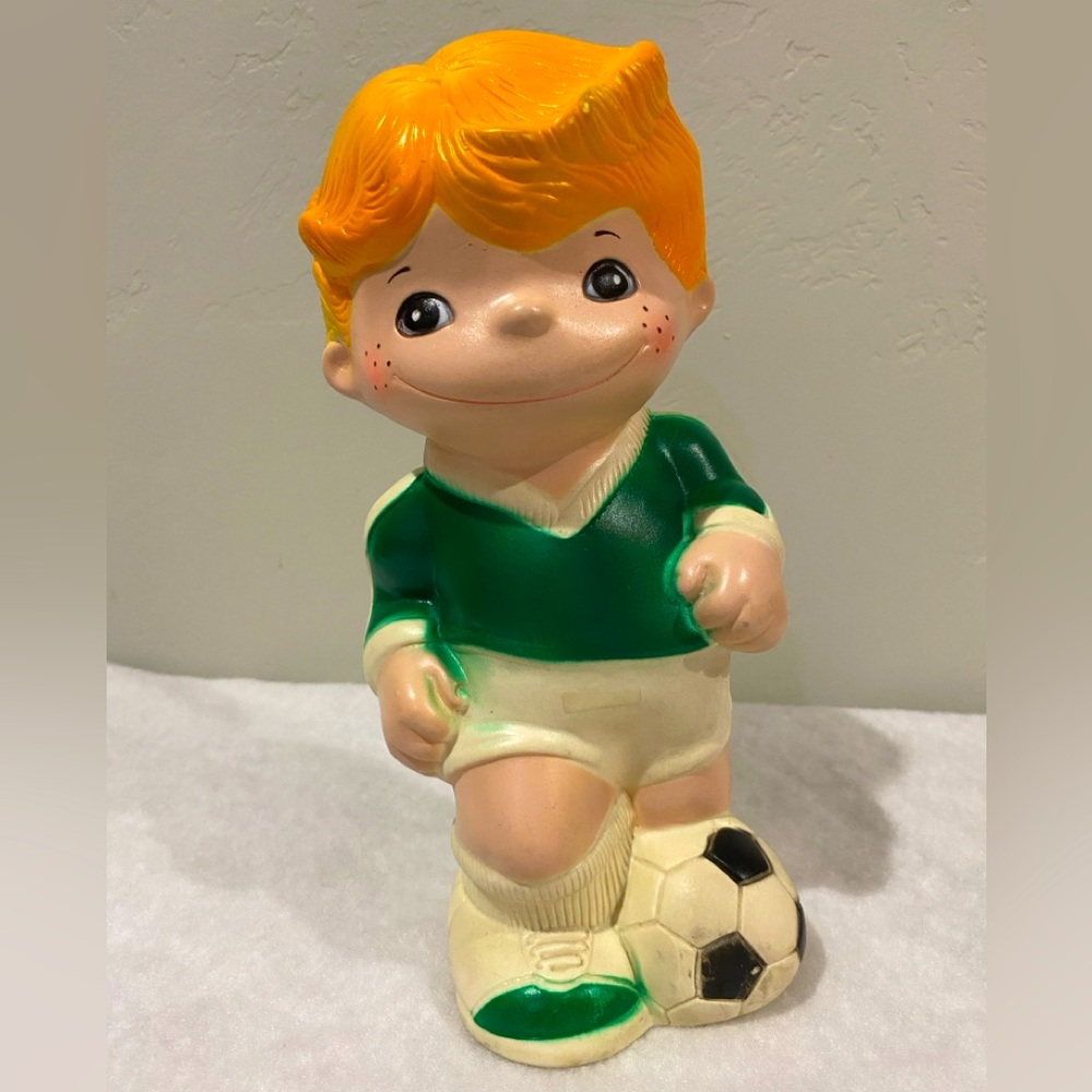 1979 Russ Berrie Vintage Soccer Player Piggy Penny Bank 11"